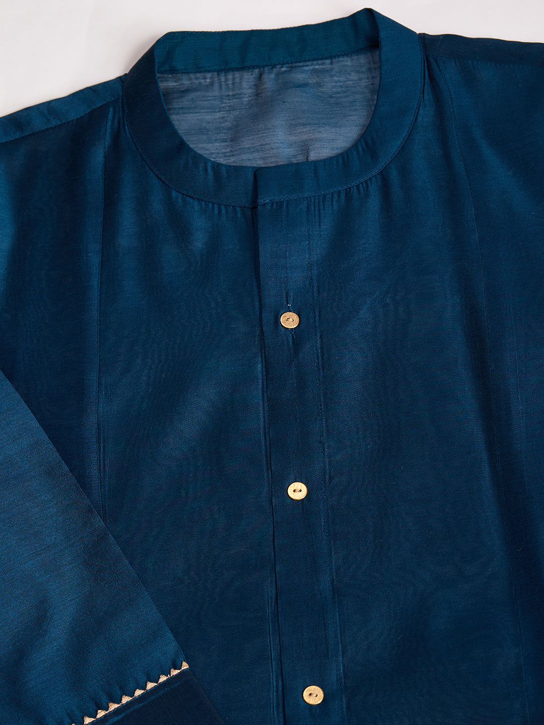 Blue Chanderi Cotton Silk Flared Kurta Set