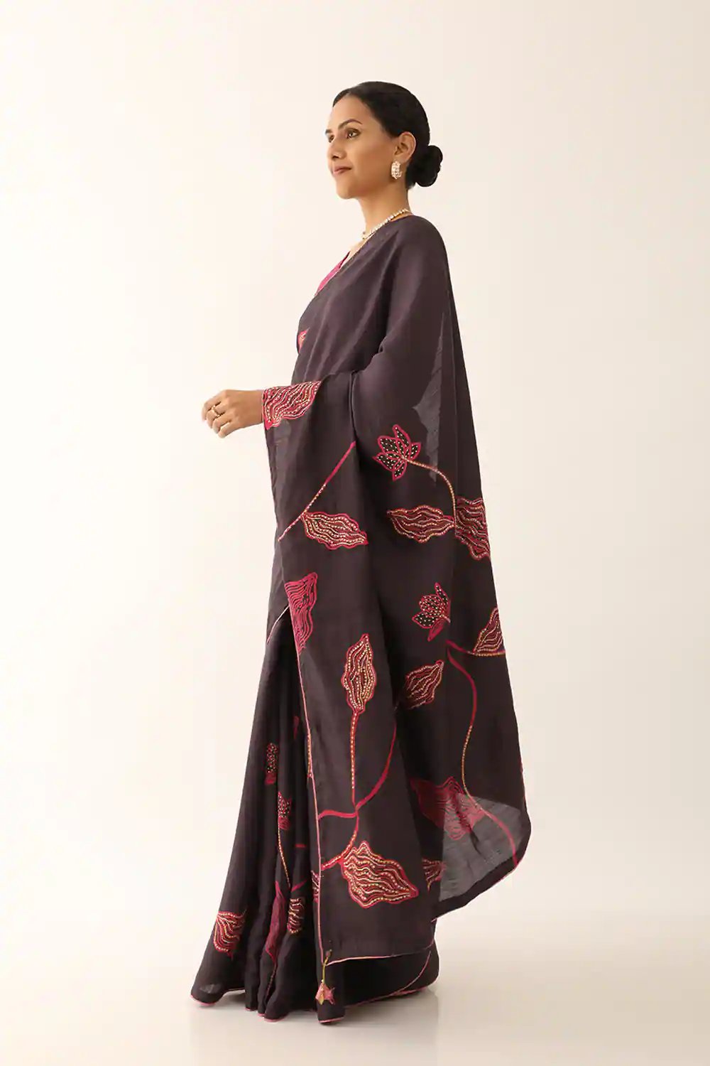 Digital Printed Satin Saree with Unstiched Blouse