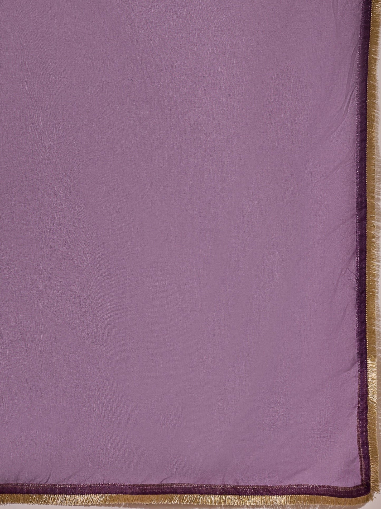 Royal Purple Silk Blend Kurta Set with Embroidered Yoke & Organza Dupatta