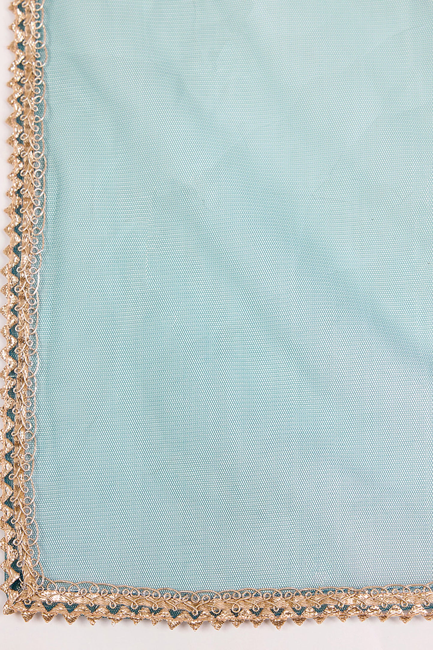 Teal Silk Blend Embroidered Kurta with Pant & Net Dupatta