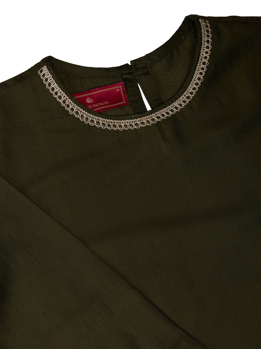 Silk Blend Round Neck Kurta, Pant and Dupatta Set