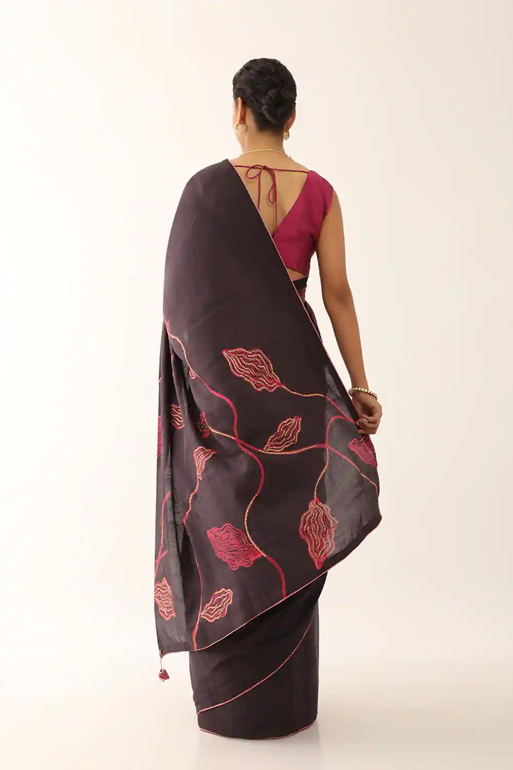 Digital Printed Satin Saree with Unstiched Blouse