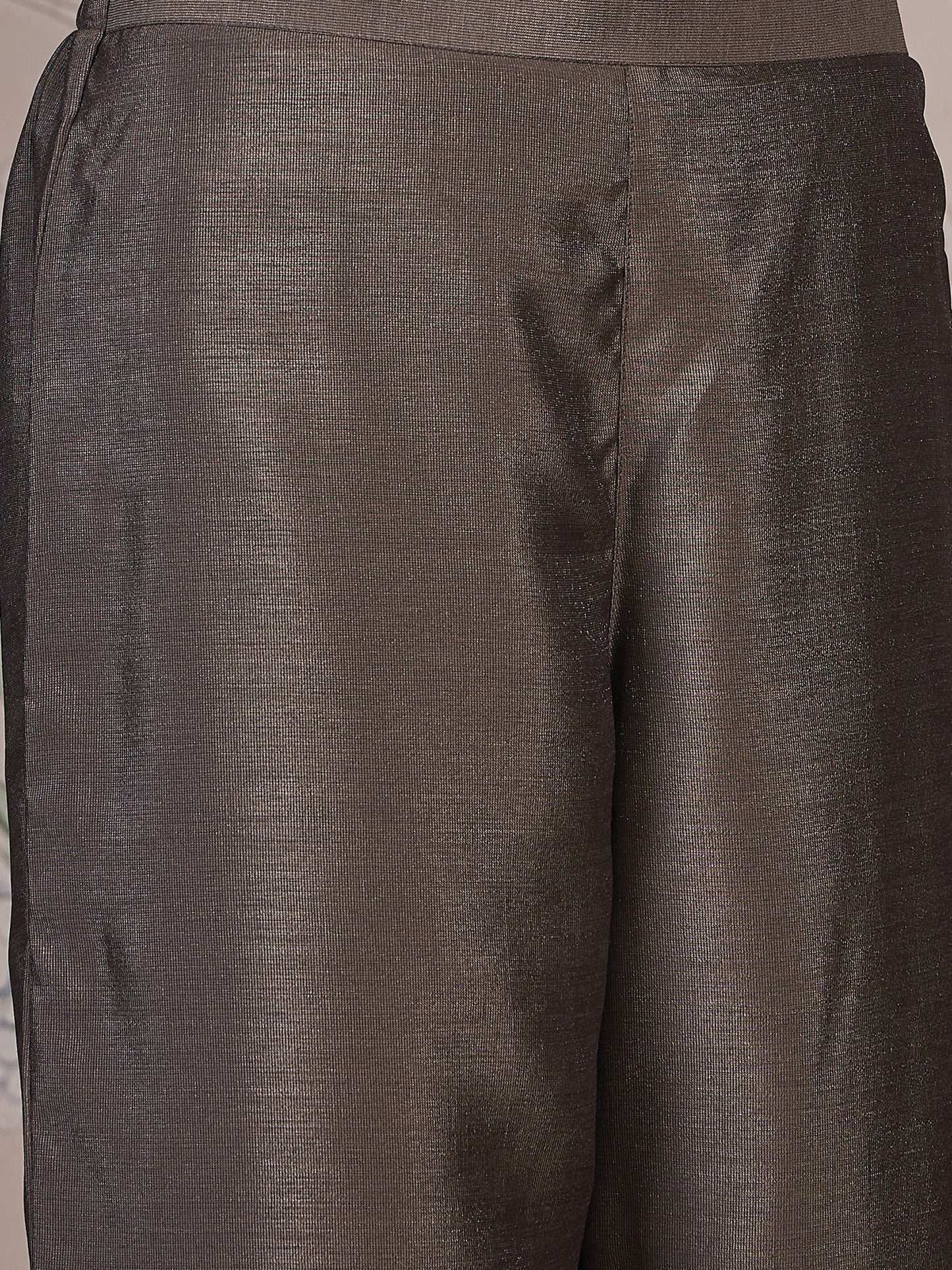 Taupe Bronze Silk Blend Kurta, Pant and Organaza Dupatta Set