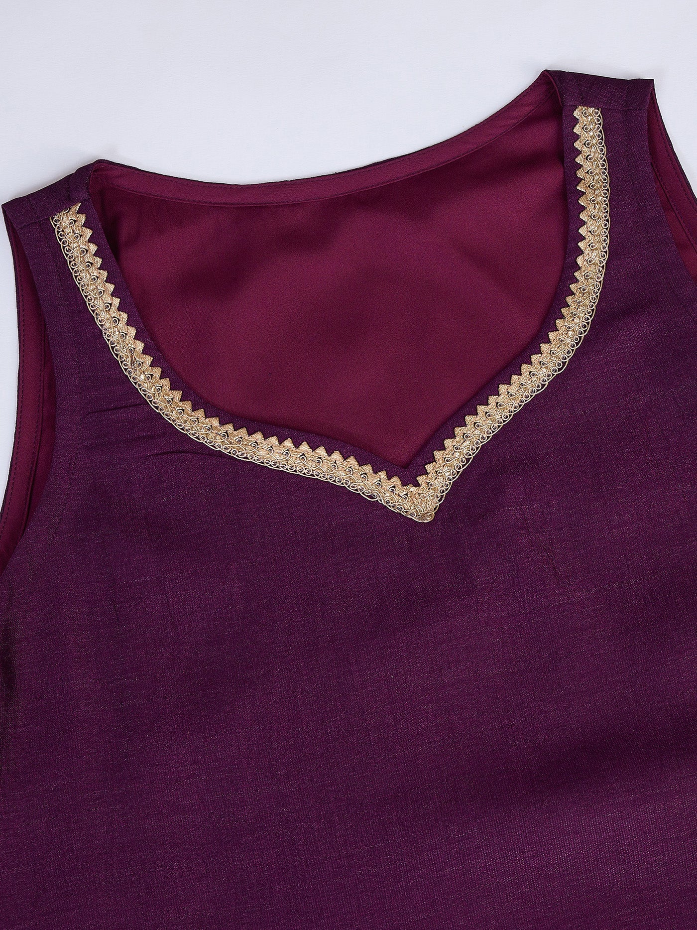 Vichitra Silk Blend Kurta, Net Palazzo, and Net Dupatta Set with Inner