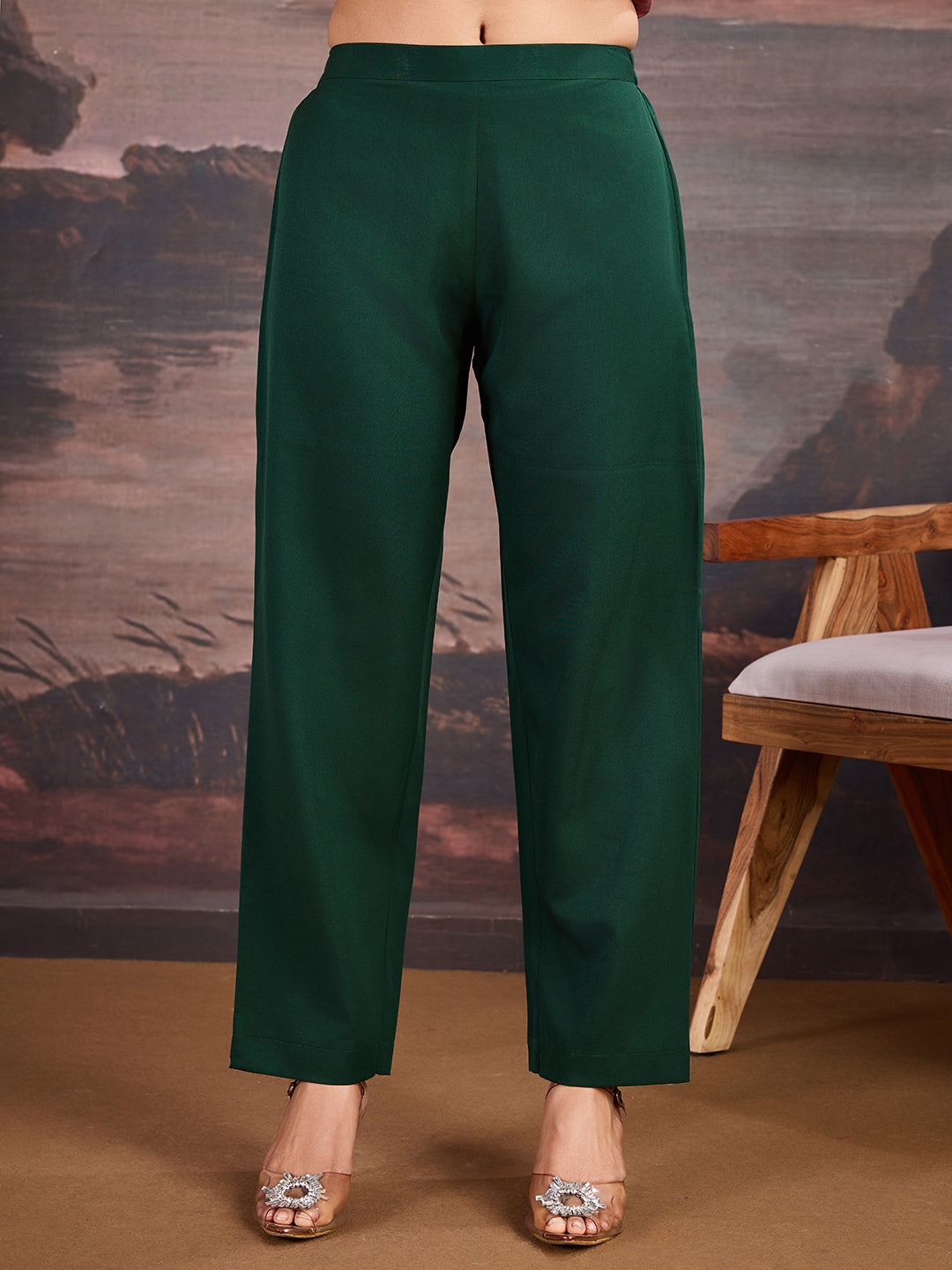 Blue & Green Chanderi Cotton Silk Kurta with Pants & Dupatta